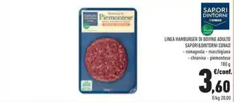 Conad LINEA HAMBURGER DI BOVINO ADULTO SAPORI&DINTORNI CONAD offerta