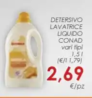 Conad DETERSIVO LAVATRICE LIQUIDO CONAD vari tipi offerta