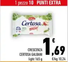 Conad CRESCENZA CERTOSA GALBANI light 165 g offerta