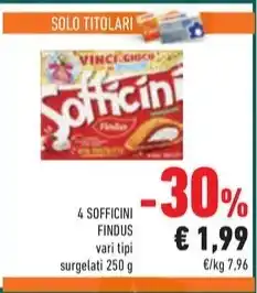 Conad 4 SOFFICINI FINDUS vari tipi surgelati 250 g offerta