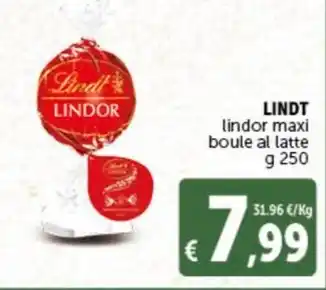 Deco Supermercati LINDT lindor maxi boule al latte g 250 offerta