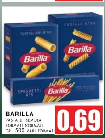 La Mimosa Supermercati BARILLA PASTA DI SEMOLA FORMATI NORMALI GR. 500 VARI FORMATI offerta
