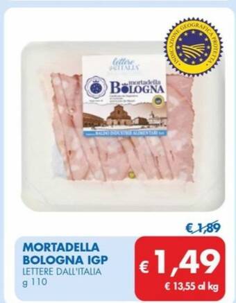 MD Discount MORTADELLA BOLOGNA IGP LETTERE DALL'ITALIA g 110 offerta