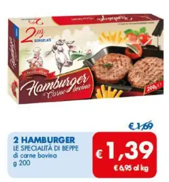 MD Discount 2 HAMBURGER LE SPECIALITÀ DI BEPPE di carne bovina offerta