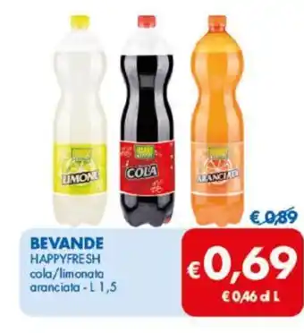BEVANDE HAPPYFRESH cola/limonata aranciata - L 1,5
