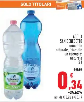Conad Superstore ACQUA SAN BENEDETTO minerale naturale, frizzante 2 l offerta