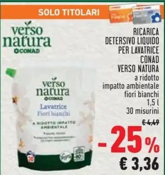 Conad City RICARICA DETERSIVO LIQUIDO PER LAVATRICE CONAD VERSO NATURA offerta