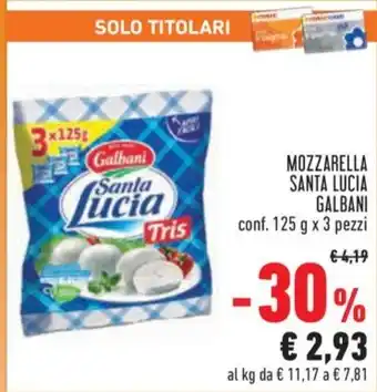 Conad City MOZZARELLA SANTA LUCIA GALBANI conf. 125 g x 3 pezzi offerta