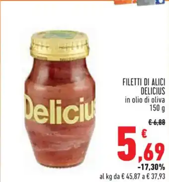 Conad Superstore FILETTI DI ALICI DELICIUS in olio di oliva 150 g offerta