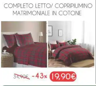 COMPLETO LETTO/ COPRIPIUMINO MATRIMONIALE IN COTONE