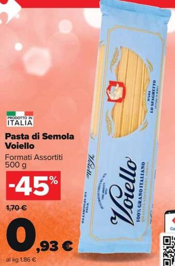 Carrefour Market Pasta di Semola Voiello Formati Assortiti 500 g offerta