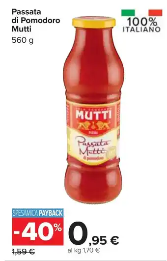 Carrefour Market Passata di Pomodoro Mutti offerta