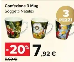 Carrefour Market Confezione 3 Mug Soggetti Natalizi offerta