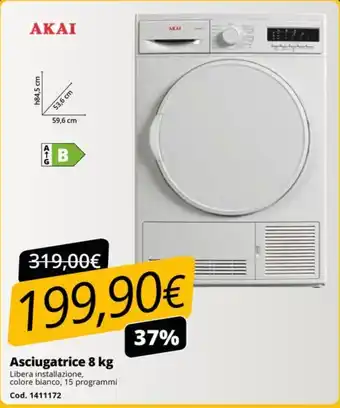 Brico Io AKAI Asciugatrice 8 kg offerta