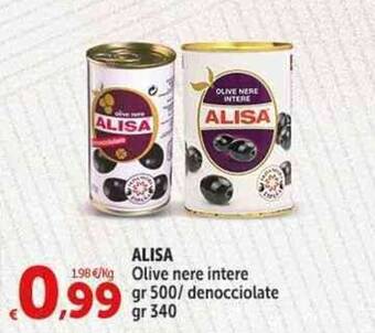 Carrefour Market ALISA Olive nere intere gr 500/ denocciolate offerta