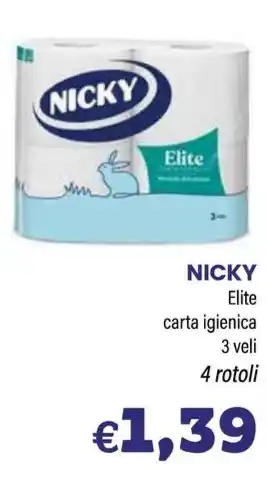 Pilato NICKY Elite carta igienica 3 veli 4 rotoli offerta