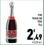 Conad Margherita VINO FRAGOLINO TOSO 75cl offerta