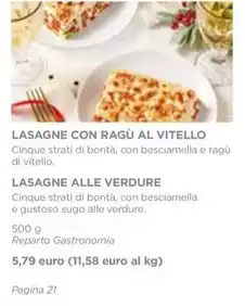 Esselunga LASAGNE CON RAGÙ AL VITELLO offerta