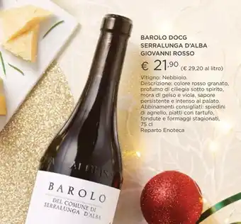 Esselunga BAROLO DOCG SERRALUNGA D'ALBA GIOVANNI ROSSO offerta
