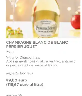 CHAMPAGNE BLANC DE BLANC PERRIER JOUET 75 cl