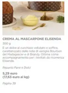 Esselunga CREMA AL MASCARPONE ELISENDA 300 g offerta
