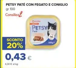 Oasi PETSY PATÉ CON FEGATO E CONIGLIO gr 100 Consilia offerta