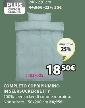 JYSK Completo Copripiumino In Seersucker Betty offerta
