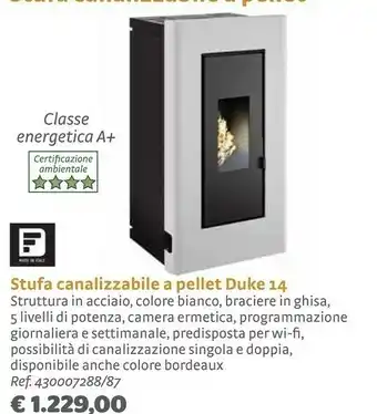 Bricocenter Stufa Canalizzabile A Pellet Duke 14 offerta