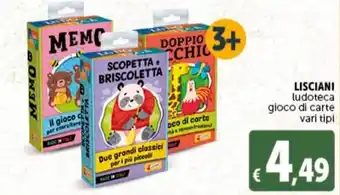 Deco Supermercati LISCIANI ludoteca gioco di carte vari tipi offerta