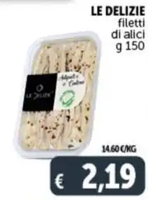 Deco Supermercati LE DELIZIE filetti di alici offerta