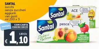 Deco Supermercati SANTAL succhi senza zuccheri aggiunti vari gusti ml 200 x 3 offerta