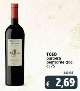 Deco Supermercati TOSO barbera piemonte doc cl 75 offerta