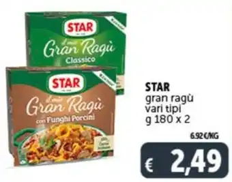 Deco Supermercati STAR gran ragù vari tipi g 180 x 2 offerta