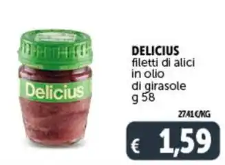 Deco Supermercati DELICIUS filetti di alici in olio di girasole offerta