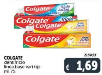 Deco Supermercati COLGATE dentifricio linea base vari tipi ml 75 offerta