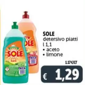 Deco Supermercati SOLE detersivo piatti l 1,1 offerta