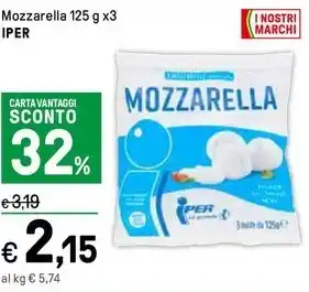 Iper La Grande Mozzarella 125 g x3 IPER offerta