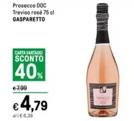 Iper La Grande Prosecco DOC Treviso rosé 75 cl GASPARETTO offerta