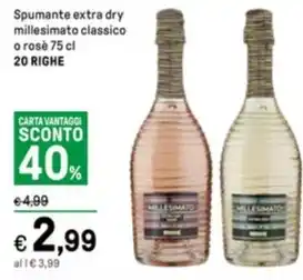 Iper La Grande Spumante extra dry millesimato classico o rosè 75 cl 20 RIGHE offerta