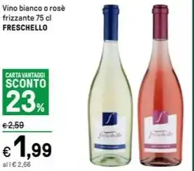 Iper La Grande Vino bianco o rosè frizzante 75 cl FRESCHELLO offerta