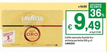 Iper La Grande Caffé macinato Qualità Oro sinfonia perfetta 250 g x3 LAVAZZA offerta