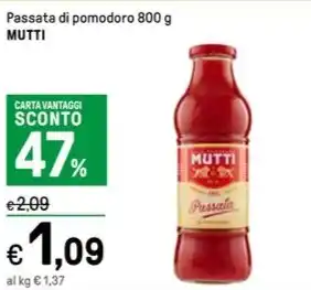 Iper La Grande Passata di pomodoro 800 g MUTTI offerta