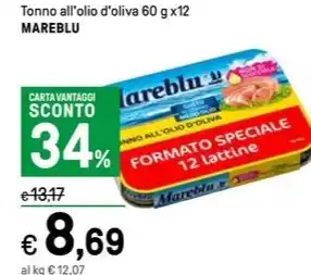 Iper La Grande Tonno all'olio d'oliva 60 g x12 MAREBLU offerta