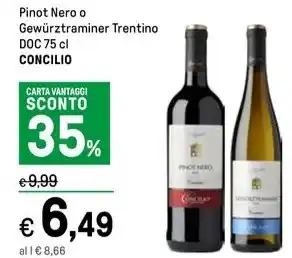 Iper La Grande Pinot Nero o Gewürztraminer Trentino DOC 75 cl offerta