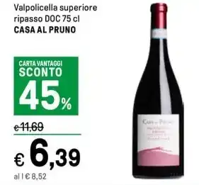 Iper La Grande Valpolicella superiore ripasso DOC 75 cl CASA AL PRUNO offerta
