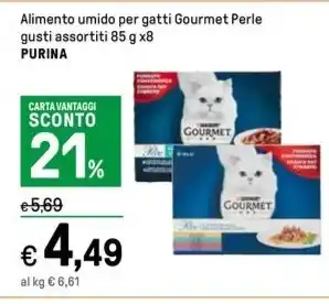 Iper La Grande Alimento umido per gatti Gourmet Perle gusti assortiti 85 g x8 PURINA offerta