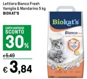 Iper La Grande Lettiera Bianco Fresh Vaniglia & Mandarino 5 kg BIOKAT'S offerta