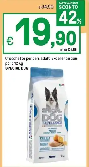 Iper La Grande Crocchette per cani adulti Excellence con pollo 12 Kg SPECIAL DOG offerta