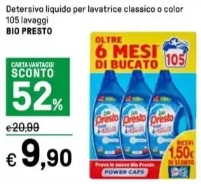 Iper La Grande Detersivo liquido per lavatrice classico o color 105 lavaggi BIO PRESTO offerta