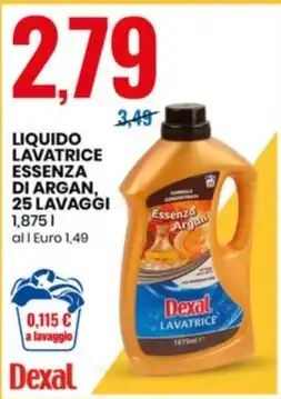 Eurospin LIQUIDO LAVATRICE ESSENZA DI ARGAN, 25 LAVAGGI 1,875 l offerta